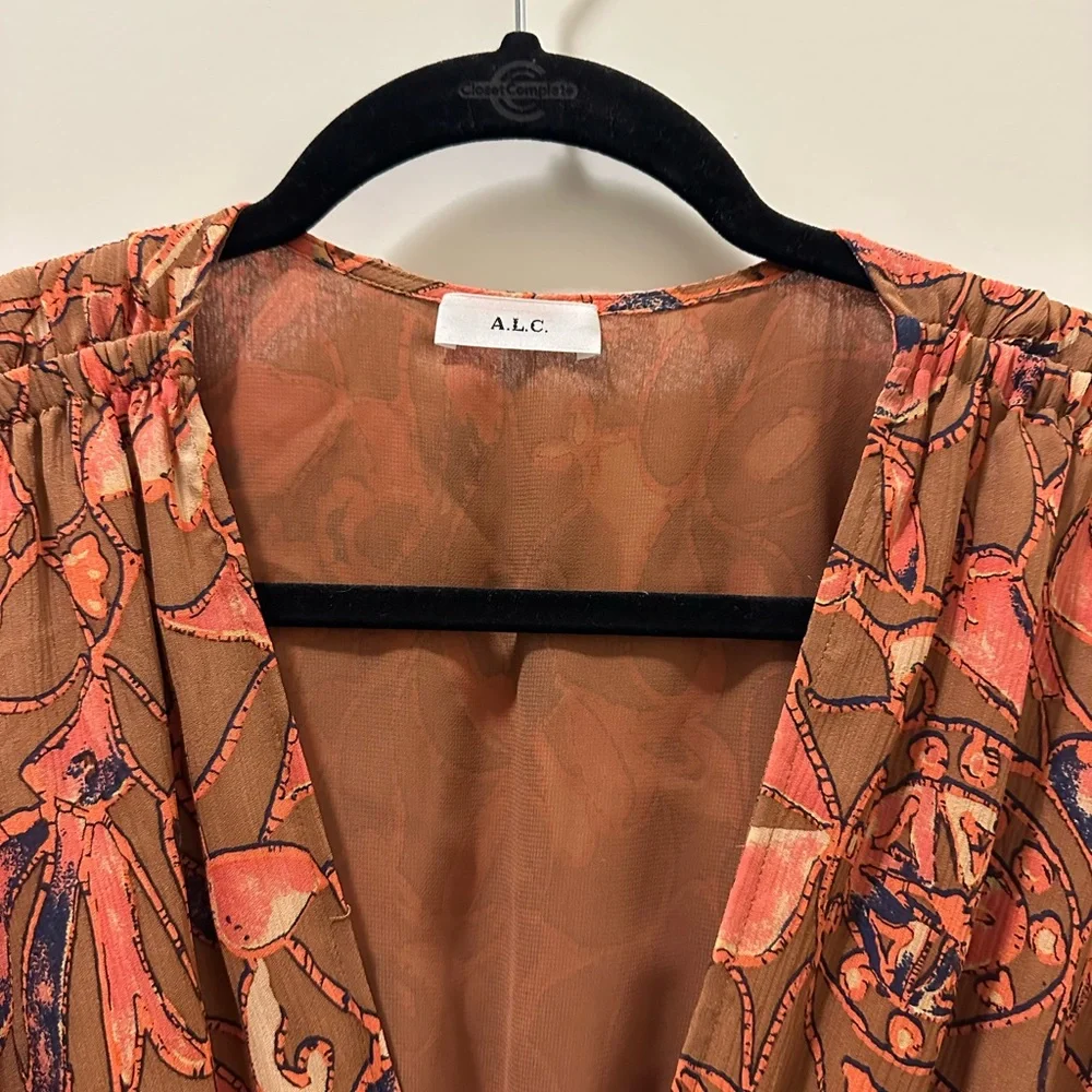 A.L.C. Brown and Pink Floral Blouse - Picture 3 of 4